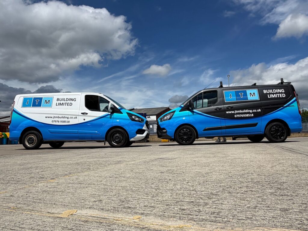 Fleet van wraps for JTM Building at Paul Turner Signwriters