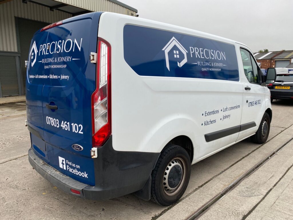 Partial van wrap on a Ford Transit Custom for Precision Building